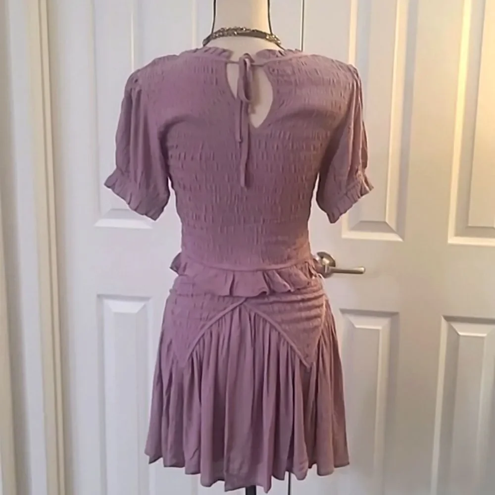 Lavendar Matching Set  Smocked Top Skirt Feminine Frilly Boho Outfit